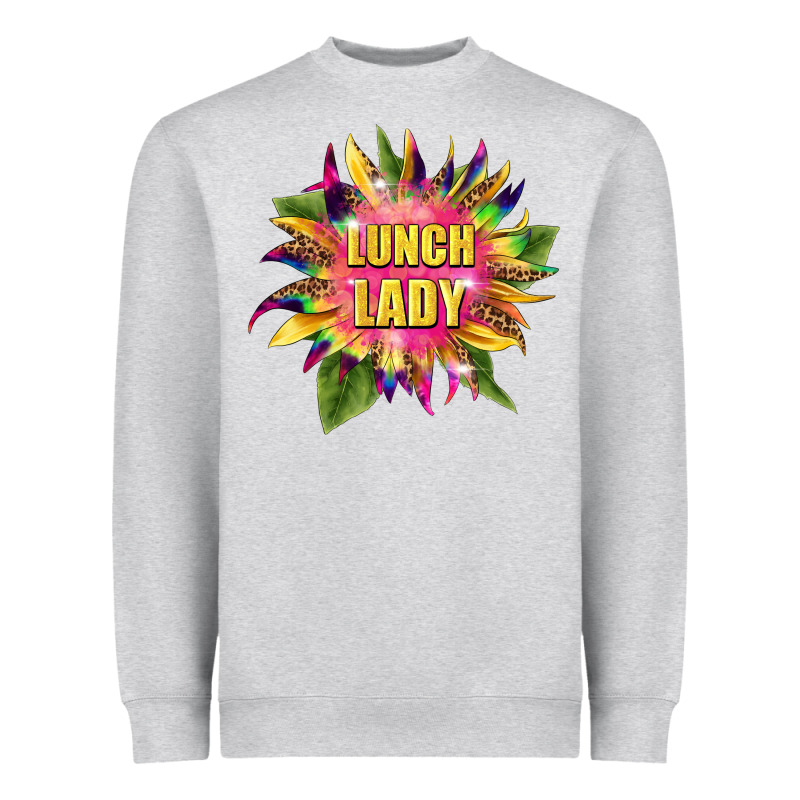 Lunch Lady Tie Dye Sunflower Heavyweight Sweatshirt by BarkalooDesign | Teevron