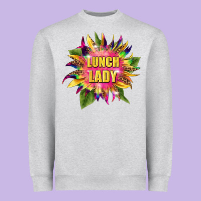 Lunch Lady Tie Dye Sunflower Heavyweight Sweatshirt Designed By Barkaloodesign
