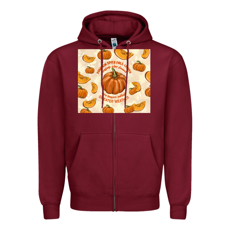 Pumpkin Spice Fall Leaves Zipper Hoodie by TumblerDesignByShophia | Teevron