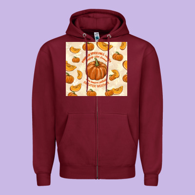 Pumpkin Spice Fall Leaves Zipper Hoodie Designed By Tumblerdesignbyshophia