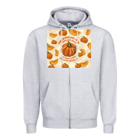 Heather Grey pumpkin spice fall leaves Zipper Hoodie - TumblerDesignByShophia