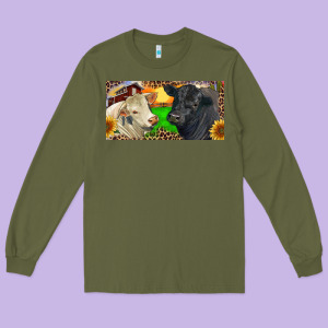 Charolais Bull And Black Angus Bull With Farm Long Sleeve Tee Designed By Ranaportraitstore