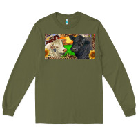 Army Green Charolais Bull And Black Angus Bull With Farm Long Sleeve Tee - RanaPortraitStore