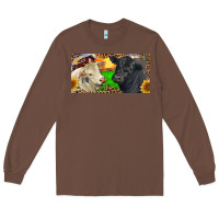 Chestnut Charolais Bull And Black Angus Bull With Farm Long Sleeve Tee - RanaPortraitStore