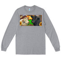 Heather Grey Charolais Bull And Black Angus Bull With Farm Long Sleeve Tee - RanaPortraitStore