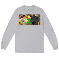 Moon Dust Charolais Bull And Black Angus Bull With Farm Long Sleeve Tee - RanaPortraitStore