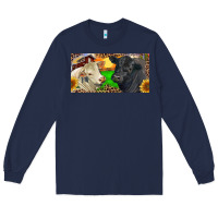 Navy Charolais Bull And Black Angus Bull With Farm Long Sleeve Tee - RanaPortraitStore