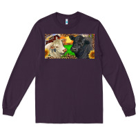Plum Charolais Bull And Black Angus Bull With Farm Long Sleeve Tee - RanaPortraitStore