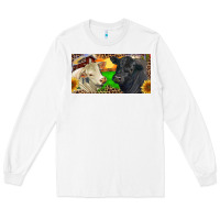 White Charolais Bull And Black Angus Bull With Farm Long Sleeve Tee - RanaPortraitStore