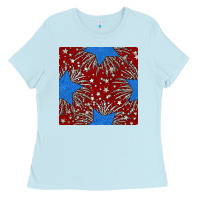 Baby Blue Glitter 4th of July Seamless Pattern Ladies Tee - BundleAndBundleShop