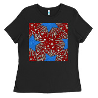 Black Glitter 4th of July Seamless Pattern Ladies Tee - BundleAndBundleShop