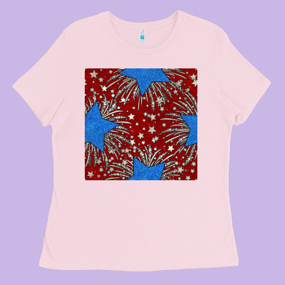 Glitter 4th Of July Seamless Pattern Ladies Tee Designed By Bundleandbundleshop