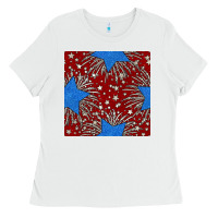 White Glitter 4th of July Seamless Pattern Ladies Tee - BundleAndBundleShop
