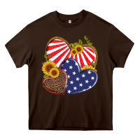 Chocolate Brown america heart and sunflower Heavy Core Tee - Artiststas