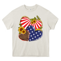 Cream america heart and sunflower Heavy Core Tee - Artiststas