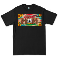 Black soccer mom with ball and sunflower and serape licanse plate Premium Tee - Artiststas