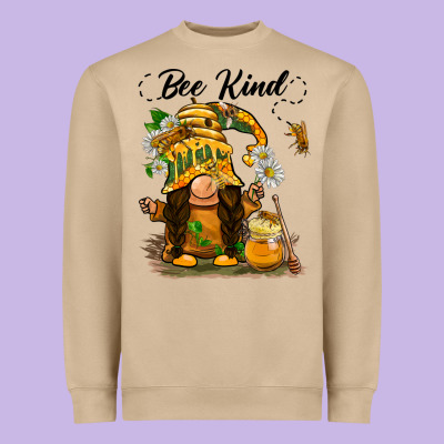 Bee Kind Gnome Heavyweight Sweatshirt Designed By Barkaloodesign