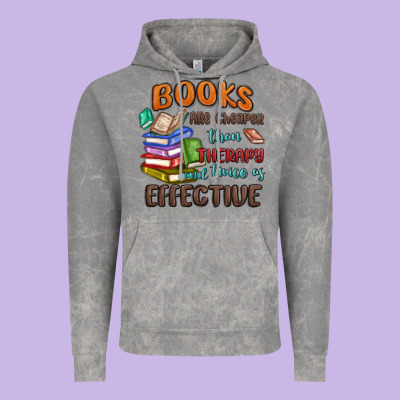 Books Are Cheaper Than Therapy Vintage Hoodie Designed By Maliassmallbusiness