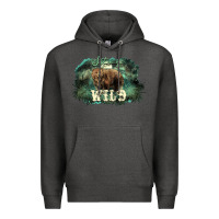 Charcoal Heather Stay wild night Grizzly Bear Premium Hoodie - HowdyJamesFarm