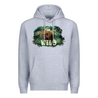 Heather Grey Stay wild night Grizzly Bear Premium Hoodie - HowdyJamesFarm