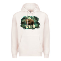 Pale Pink Stay wild night Grizzly Bear Premium Hoodie - HowdyJamesFarm