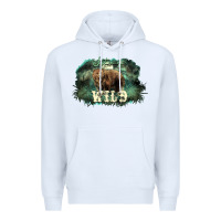 White Stay wild night Grizzly Bear Premium Hoodie - HowdyJamesFarm