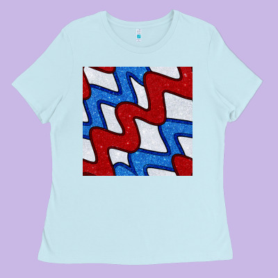 Glitter 4th Of July Seamless Pattern Ladies Tee Designed By Bundleandbundleshop