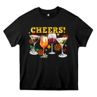 Black Cheers Christmas Coctail Heavy Core Tee - AdoDesignShop