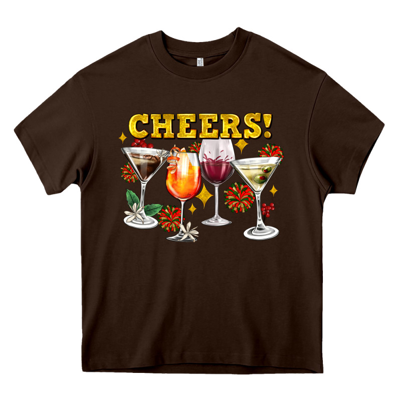 Cheers Christmas Coctail Heavy Core Tee by AdoDesignShop | Teevron