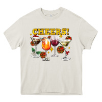 Cream Cheers Christmas Coctail Heavy Core Tee - AdoDesignShop