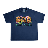 Navy god is my refuge and strength Urban Heavy Tee - MaliasSmallBusiness