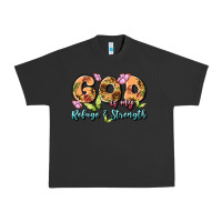 Pigment Black god is my refuge and strength Urban Heavy Tee - MaliasSmallBusiness