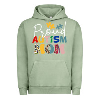 Pigment Oil Green Proud Autism Mom Leopard Pattern Design Autism Awa Urban Hoodie - CowhideDigitalArt