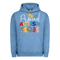 Pigment Pebble Blue Proud Autism Mom Leopard Pattern Design Autism Awa Urban Hoodie - CowhideDigitalArt