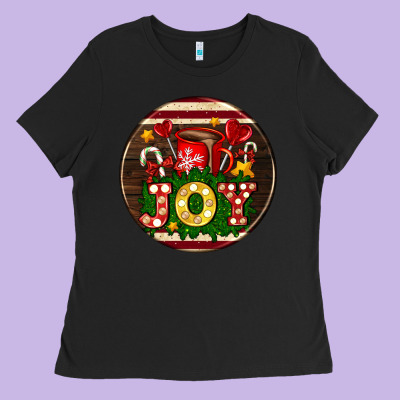 Christmas Joy And Hot Chocolate Ladies Tee Designed By Adodesignshop