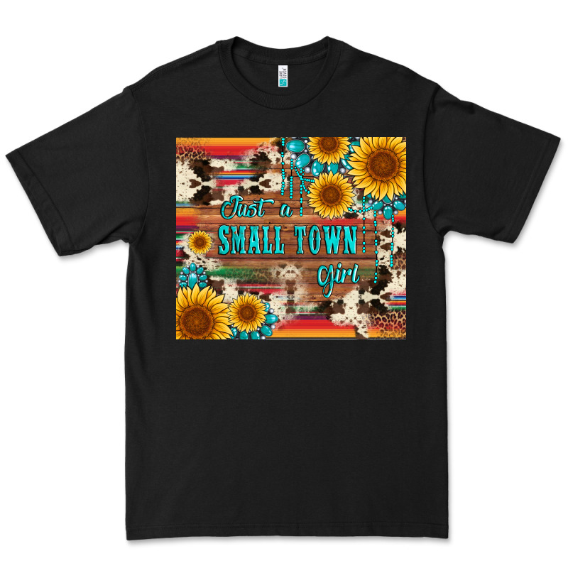 Just A Small Town Girl With Gemstone Sunflower Serape And Cowhide Premium Tee by Artiststas | Teevron