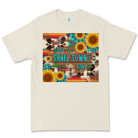 Bone just a small town girl with gemstone sunflower serape and cowhide Premium Tee - Artiststas