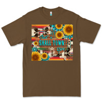 Cacao just a small town girl with gemstone sunflower serape and cowhide Premium Tee - Artiststas