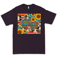 Plum just a small town girl with gemstone sunflower serape and cowhide Premium Tee - Artiststas