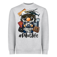 Heather Grey pilot life gnome Heavyweight Sweatshirt - BarkalooDesign