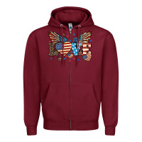 Burgundy Love America wings 4th of july Zipper Hoodie - HowdyJamesFarm