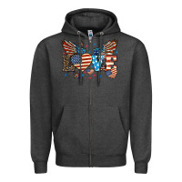 Charcoal Heather Love America wings 4th of july Zipper Hoodie - HowdyJamesFarm