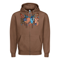 Chestnut Love America wings 4th of july Zipper Hoodie - HowdyJamesFarm