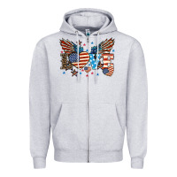 Heather Grey Love America wings 4th of july Zipper Hoodie - HowdyJamesFarm