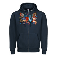 Navy Love America wings 4th of july Zipper Hoodie - HowdyJamesFarm