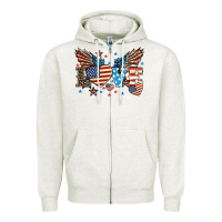 Oatmeal Heather Love America wings 4th of july Zipper Hoodie - HowdyJamesFarm