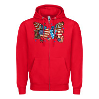 Red Love America wings 4th of july Zipper Hoodie - HowdyJamesFarm