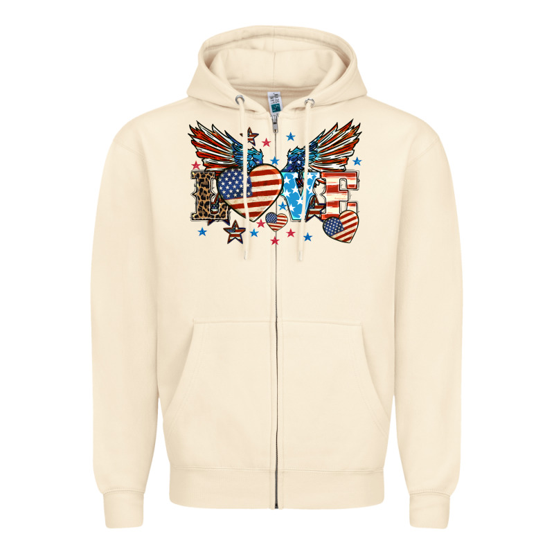 Love America Wings 4th Of July Zipper Hoodie by HowdyJamesFarm | Teevron