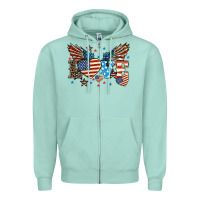 Seafoam Love America wings 4th of july Zipper Hoodie - HowdyJamesFarm