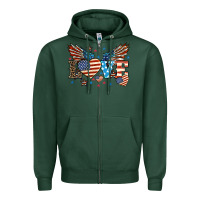 Sports Green Love America wings 4th of july Zipper Hoodie - HowdyJamesFarm